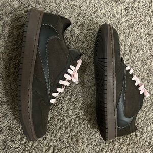Nike Black and Brown Sneakers with Pink Accents
